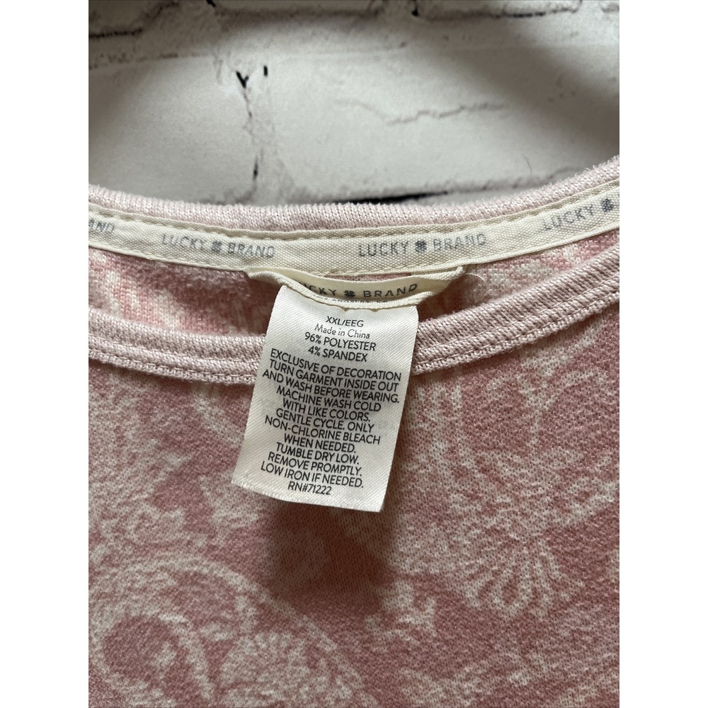 Lucky Brand Pajamas short sleeve shirt pants XXL pink paisley soft 27.5" inseam - Picture 2 of 7